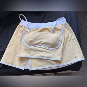 Authentic Alo Yoga Yellow Skirt + Sports Bra Set